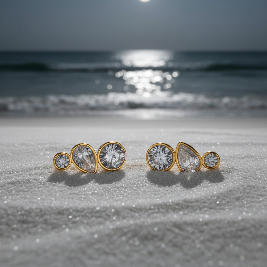 18K Gold Plated Drop Earrings | Three-Tier | Gemini Lulu