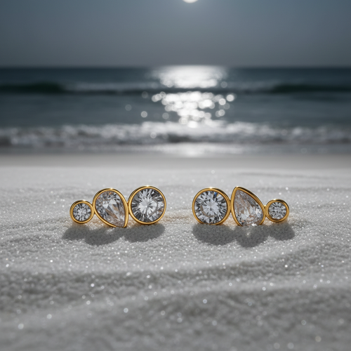 18K Gold Plated Drop Earrings | Three-Tier | Gemini Lulu