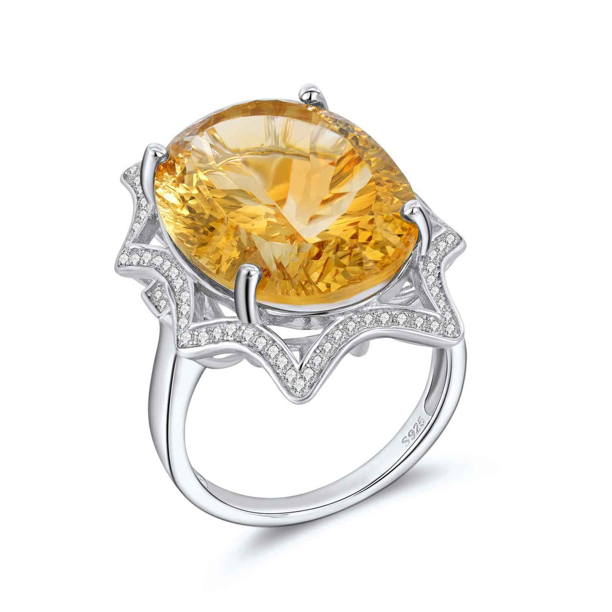 Gemini Lulu Large Natural Citrine Gemstone Ring for Women