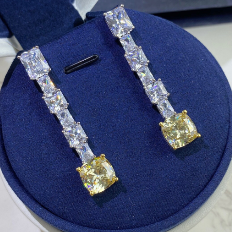 Gemini Lulu Yellow Diamond Trapezoidal Drop Earrings for Women - Gemini Lulu