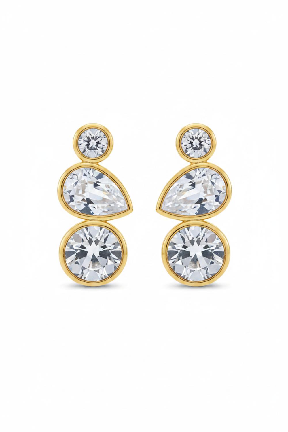 18K Gold Plated Drop Earrings | Three-Tier | Gemini Lulu