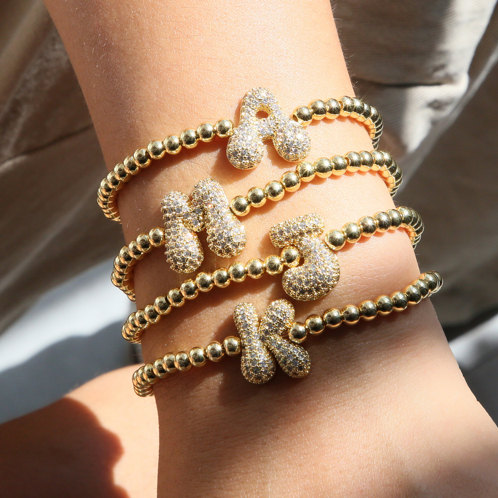 Personalised Gold Letter Bracelet | 18K Gold Plated | Gemini Lulu