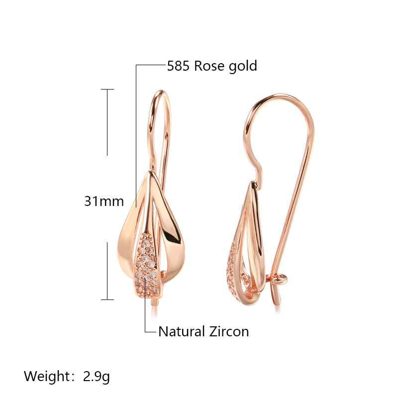Gemini Lulu Korean Rose Gold Diamond Drop Earrings