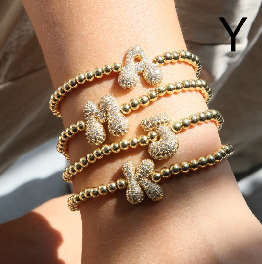 Personalised Gold Letter Bracelet | 18K Gold Plated | Gemini Lulu