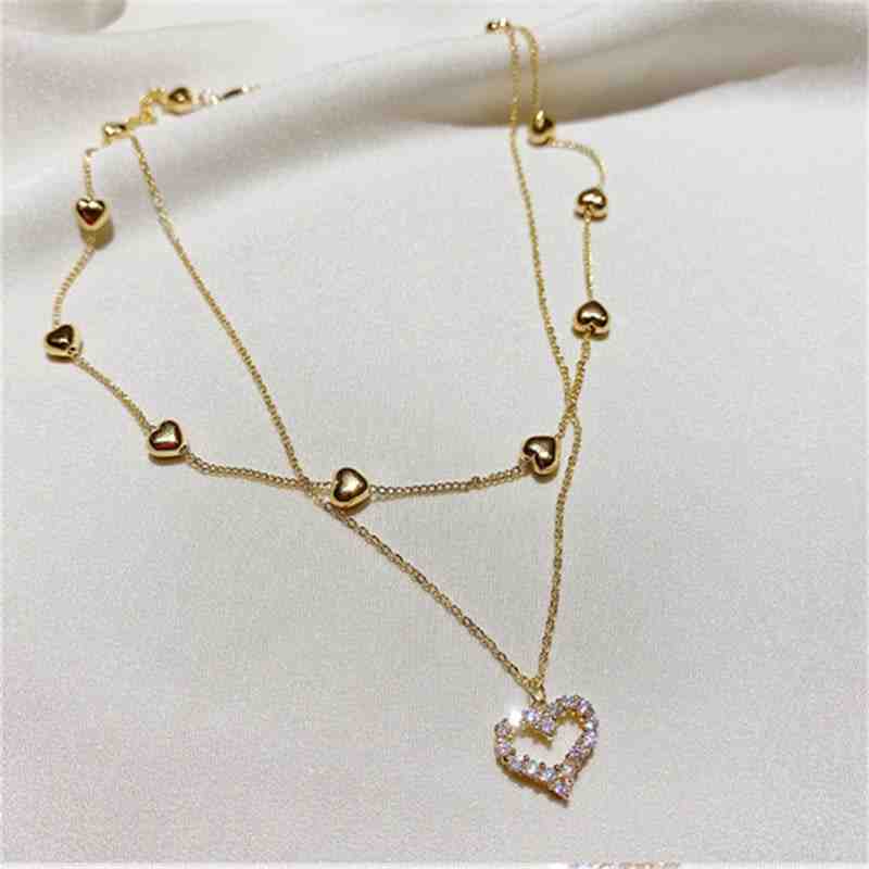 Layered Heart Rhinestone Necklace | Elevate Your Style with Timeless Elegance