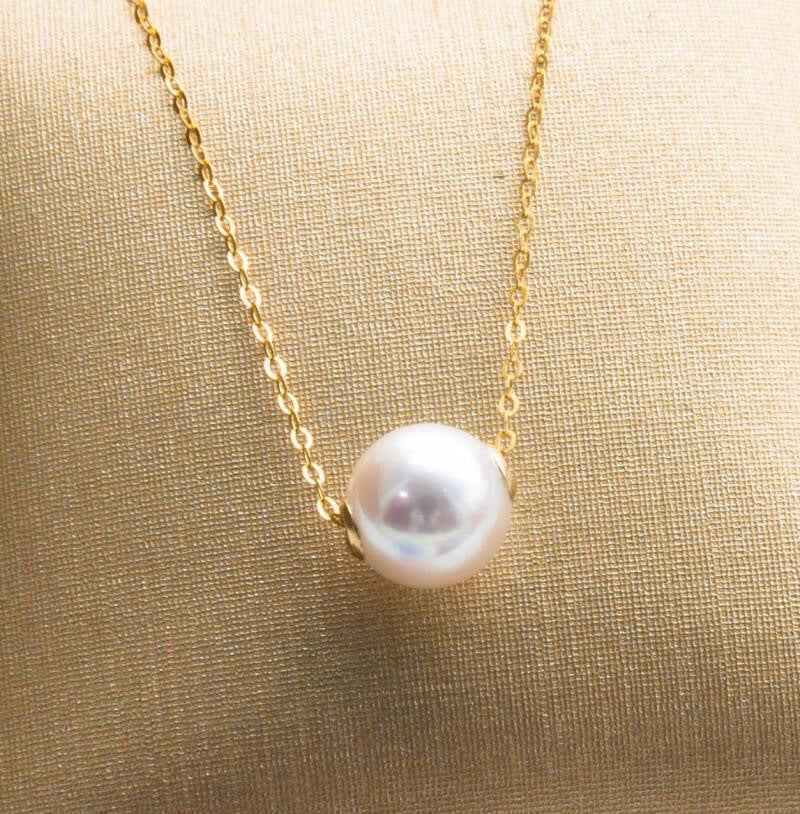 Gemini Lulu Natural Sea Pearl Pendant Necklace with 18K Gold Chain