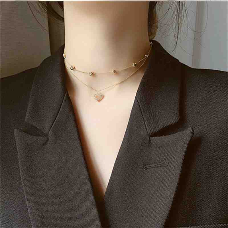 Layered Heart Rhinestone Necklace | Elevate Your Style with Timeless Elegance