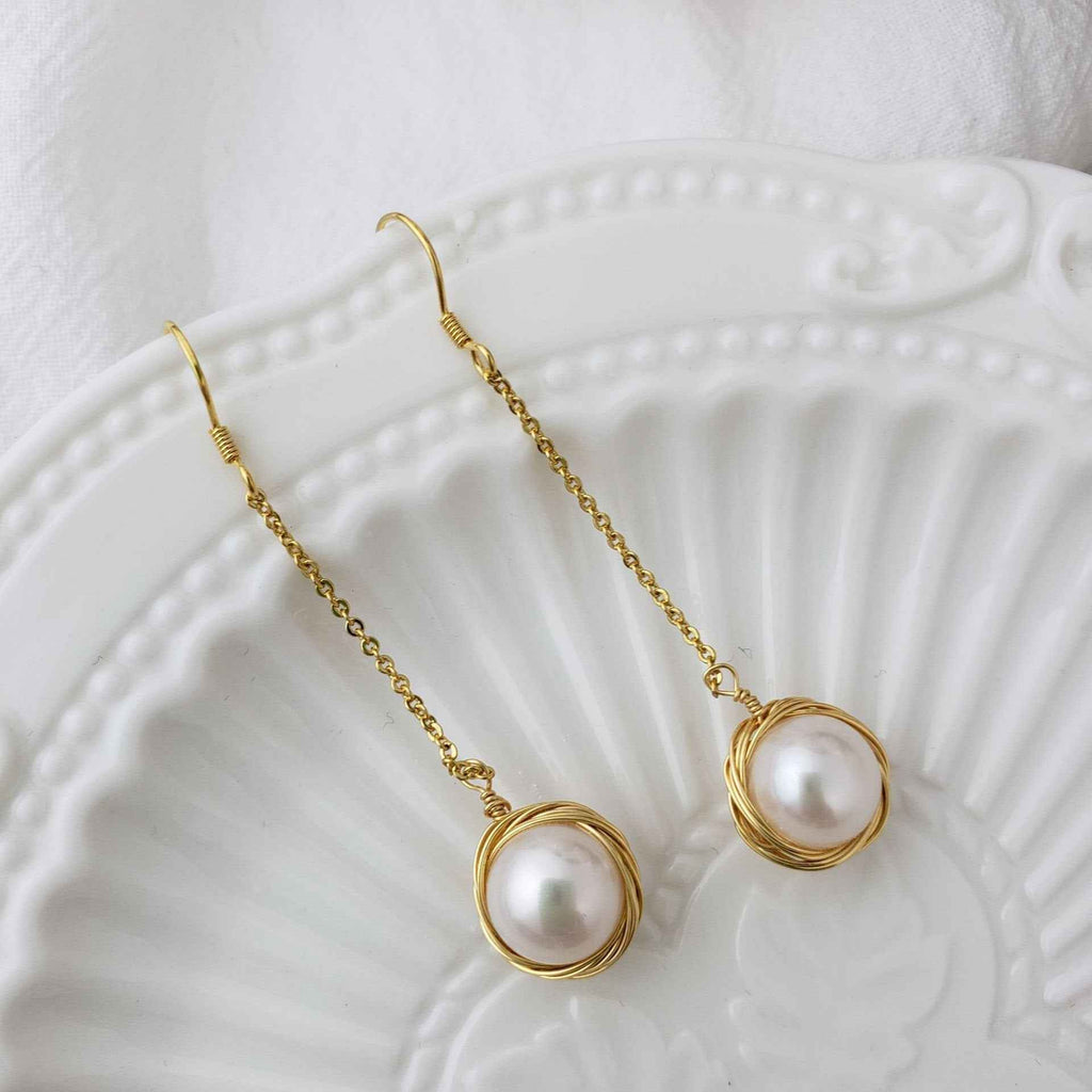 Long Pearl Earrings for Women