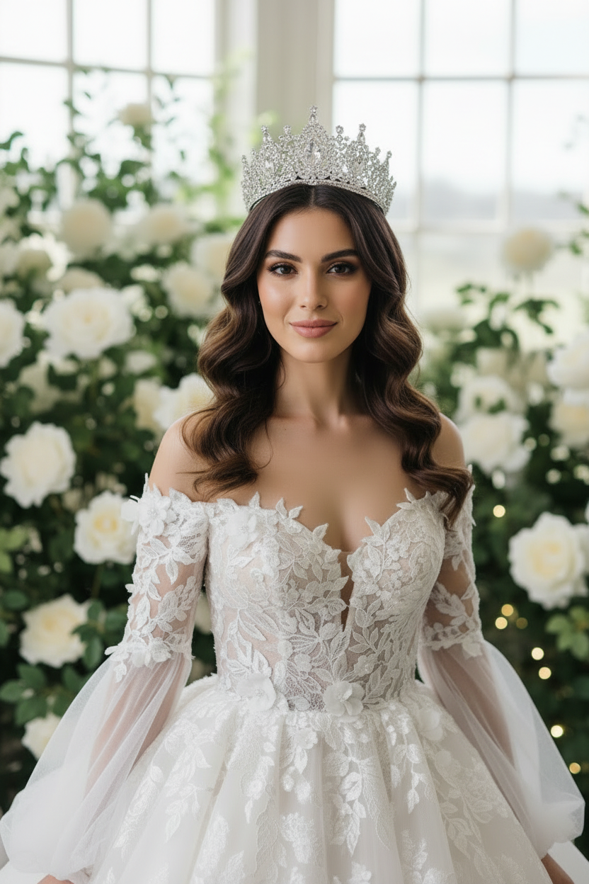 Rhinestone Bridal Crown | Crystal Silver Tiara | Gemini Lulu