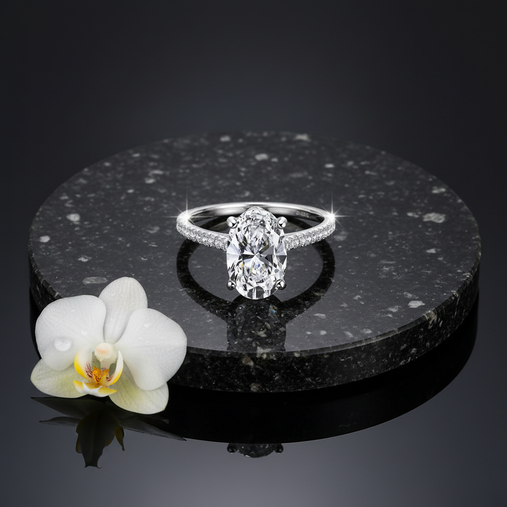 3-Carat Oval Simulated Diamond Engagement Ring