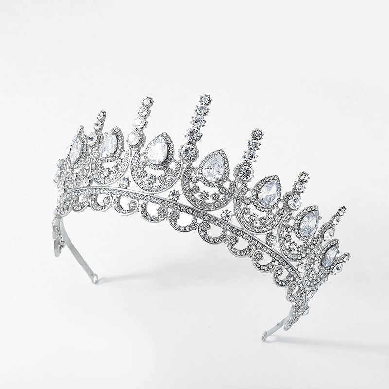 Large Zirconia Crown Tiara | Platinum Plated | Gemini Lulu