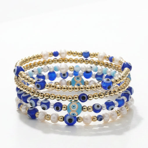 Eye Beads Bracelet Set | Gold Plated | Gemini Lulu