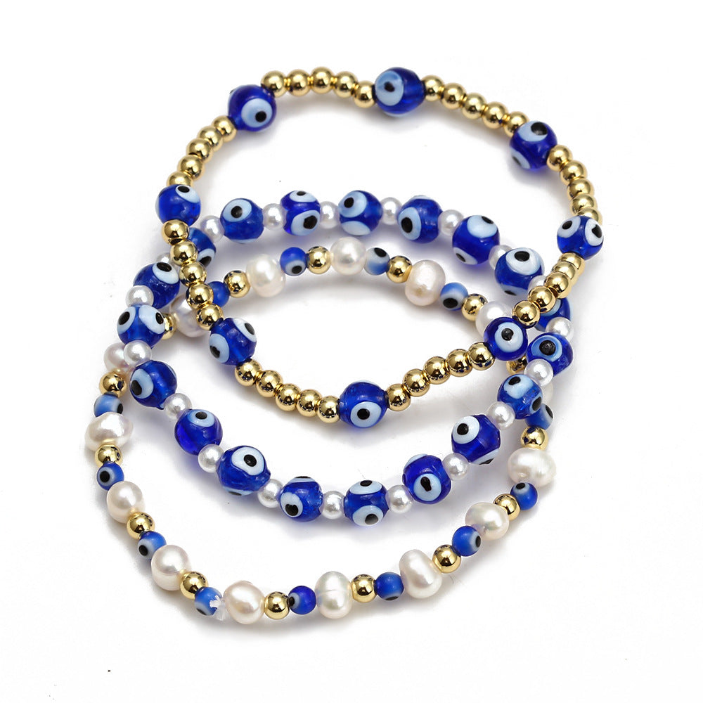 Eye Beads Bracelet Set | Gold Plated | Gemini Lulu