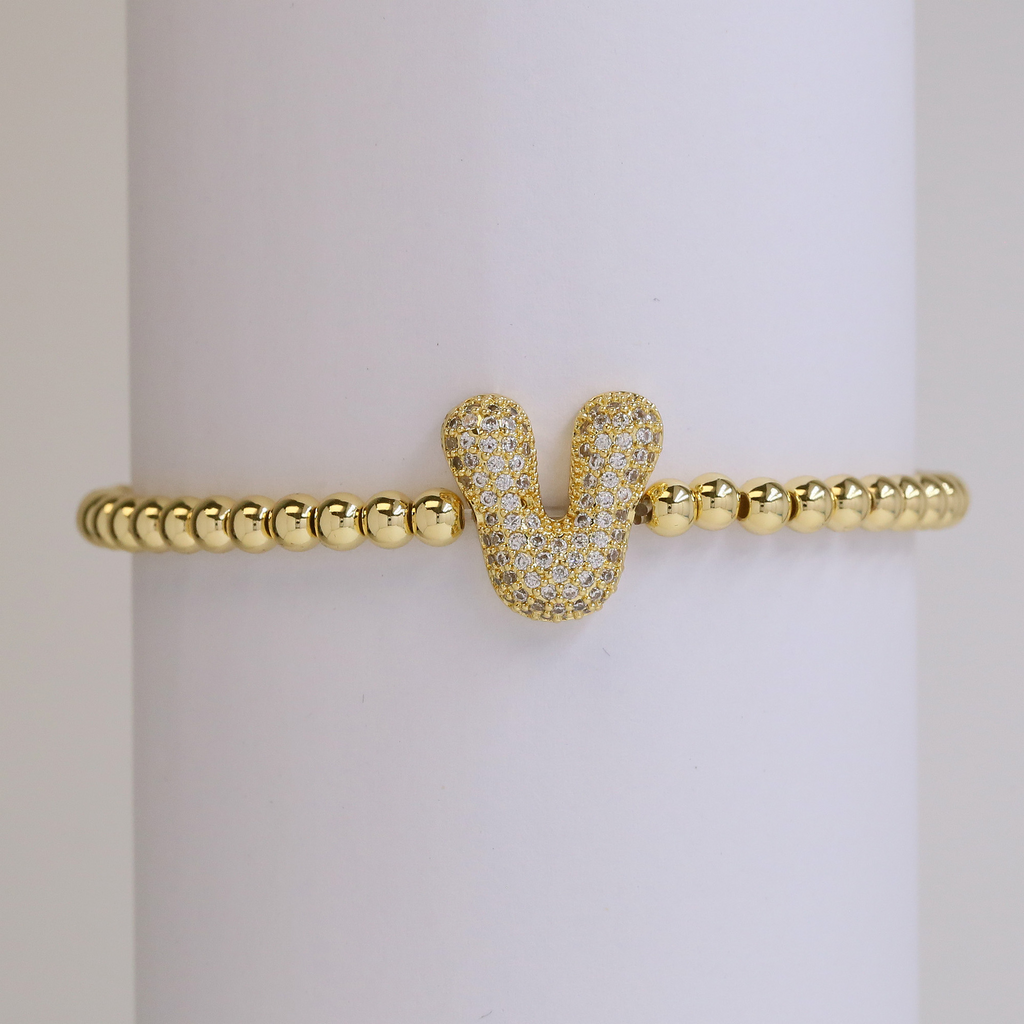 Personalised Gold Letter Bracelet | 18K Gold Plated | Gemini Lulu