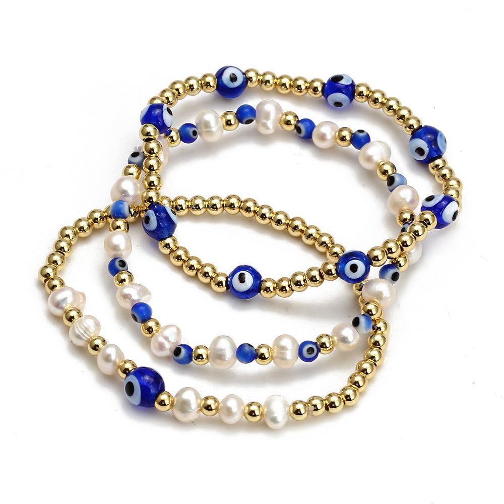 Eye Beads Bracelet Set | Gold Plated | Gemini Lulu