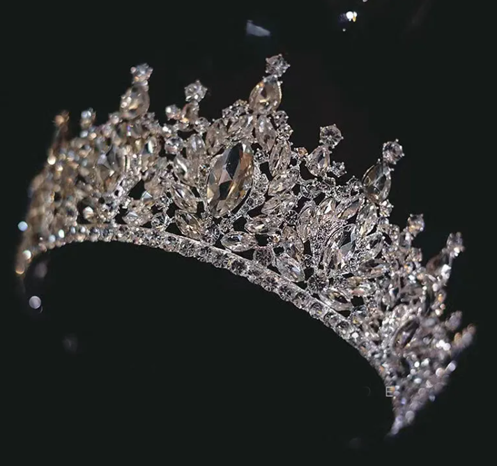 Rhinestone Bridal Crown | Crystal Silver Tiara | Gemini Lulu