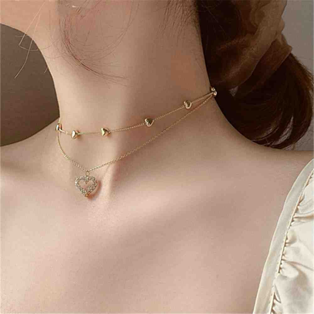 Layered Heart Rhinestone Necklace | Elevate Your Style with Timeless Elegance