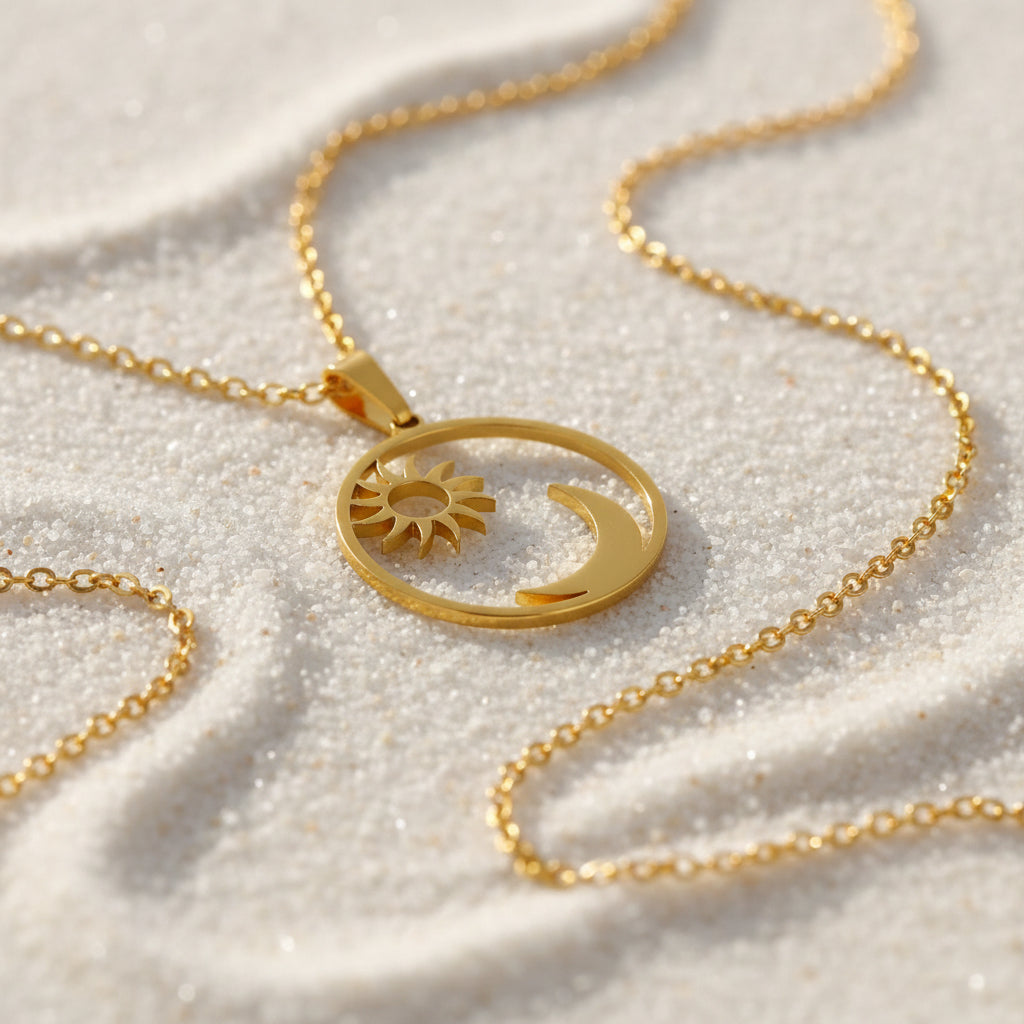 Moon Star Pendant Necklace | 18K Gold Plated | Gemini Lulu