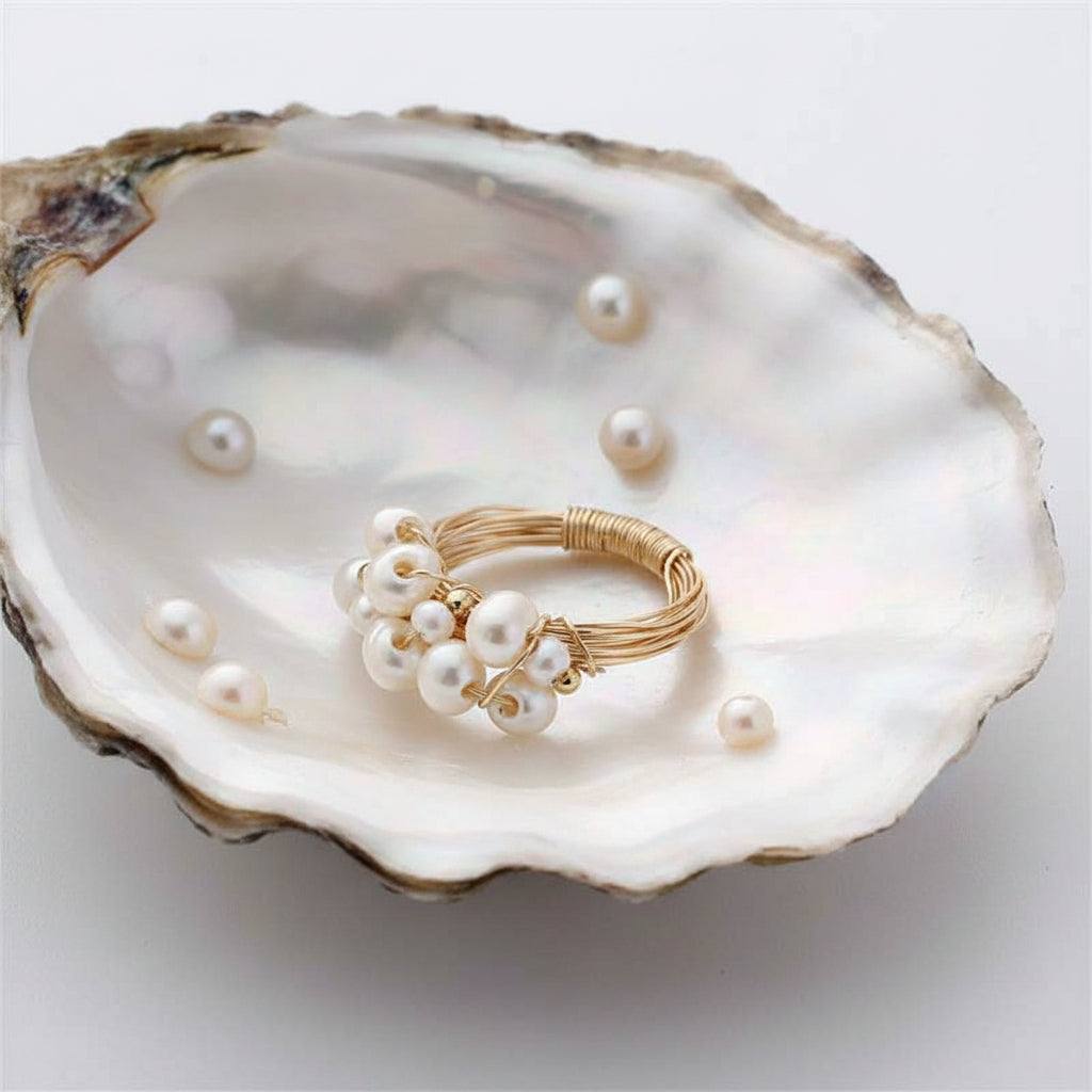 Baroque Freshwater Pearl Ring - Elegant Multi-Pearl Design