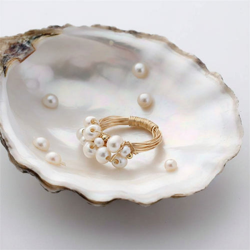 Baroque Freshwater Pearl Ring - Elegant Multi-Pearl Design