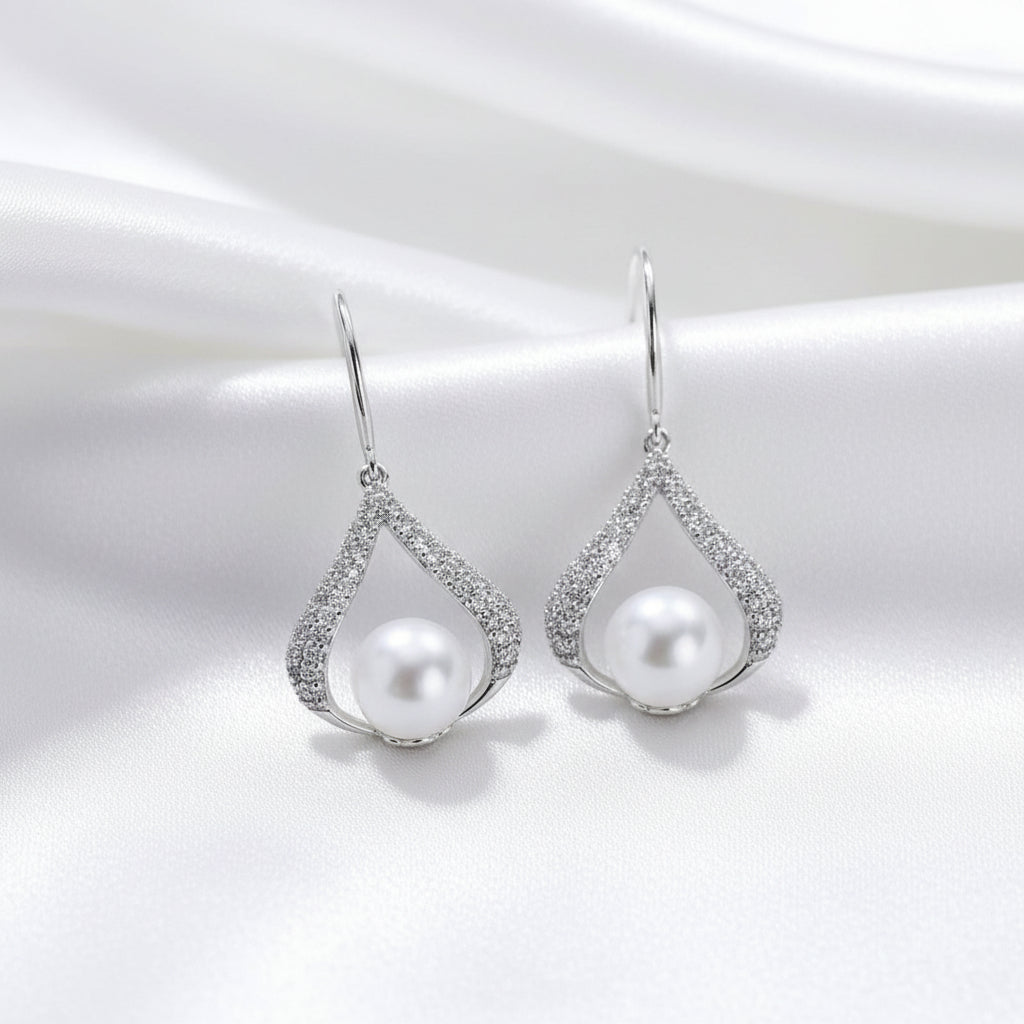 Water Drop Pearl Earrings - S925 Silver Freshwater Pearl