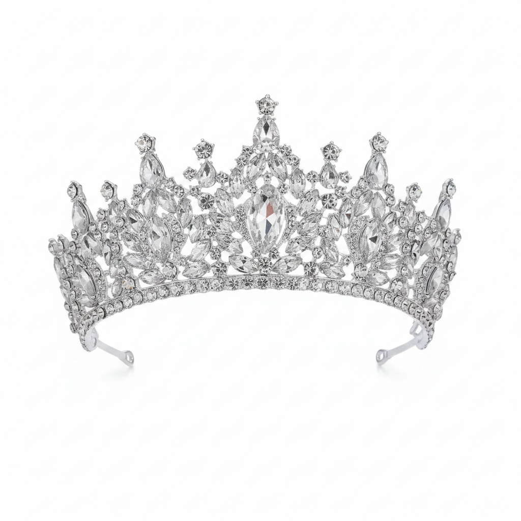 Rhinestone Bridal Crown | Crystal Silver Tiara | Gemini Lulu