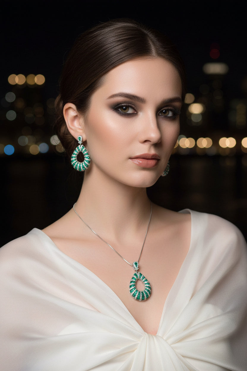 Gemini Lulu Korean Earrings and Pendant Jewellery Set