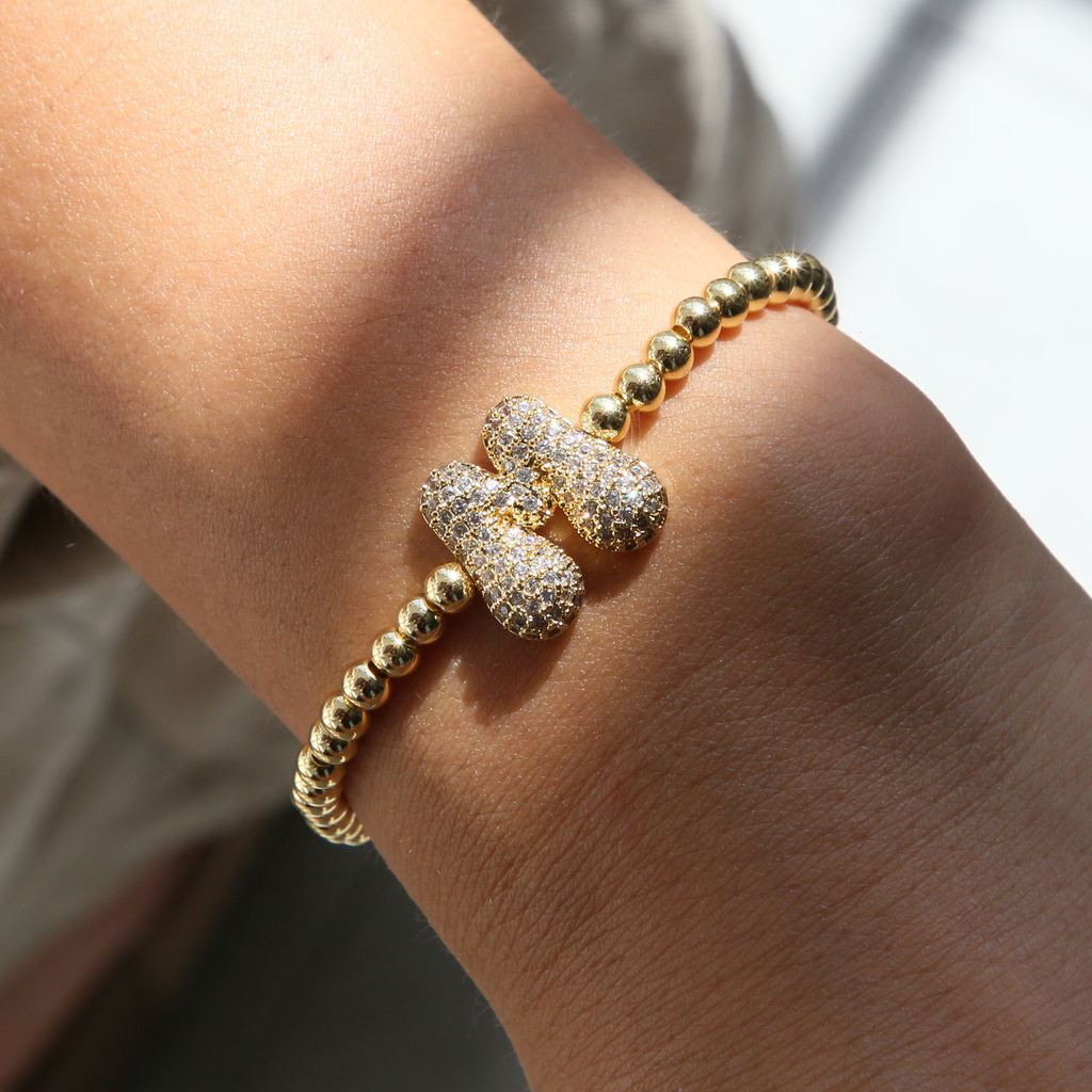 Personalised Gold Letter Bracelet | 18K Gold Plated | Gemini Lulu