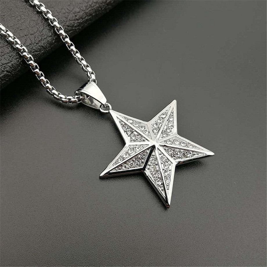 Hip Hop Jewelry with Gold-Plated Diamond Star Pendant