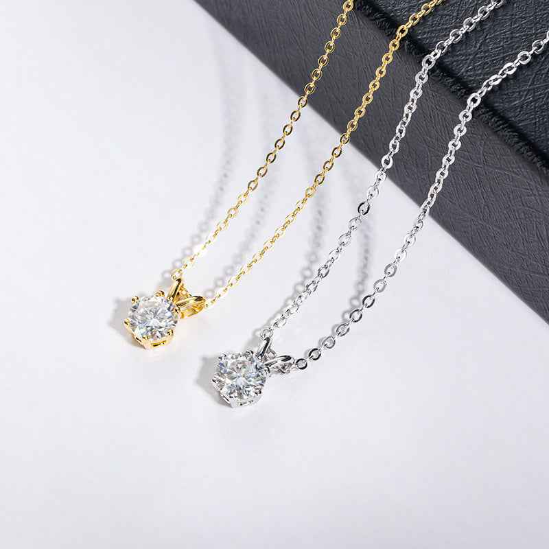 Gemini Lulu Moissanite Solitaire Pendant Necklace 1/3/5 Carat