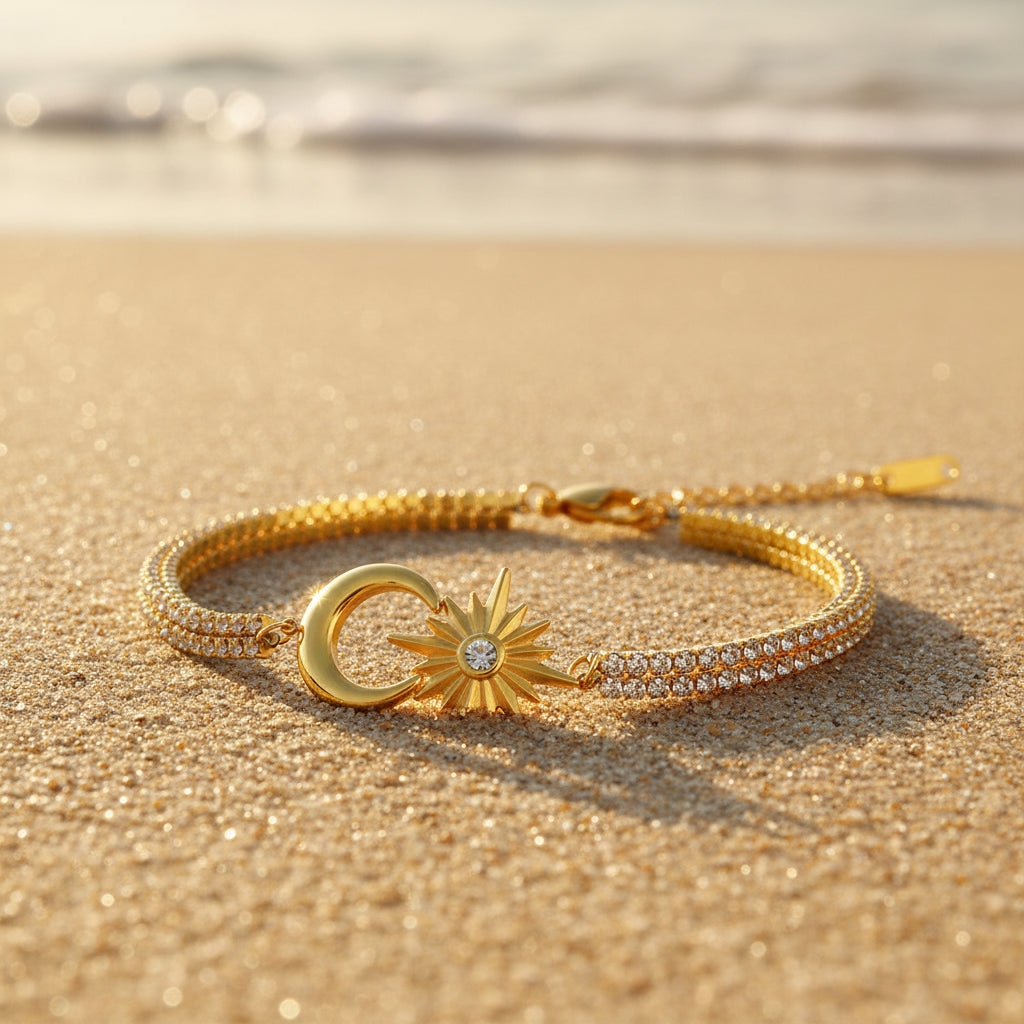 Star & Moon Bracelet | 14K Gold Plated | Gemini Lulu