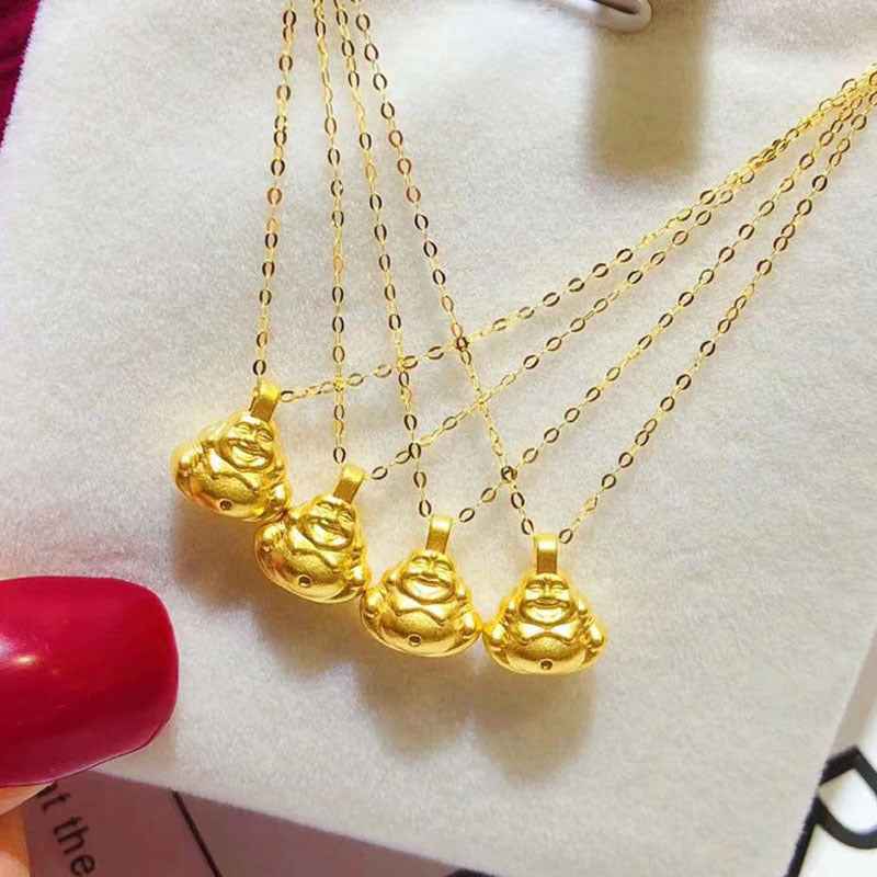 Gemini Lulu 999 Hard Gold 3D Buddha Pendant with 18K Gold Chain