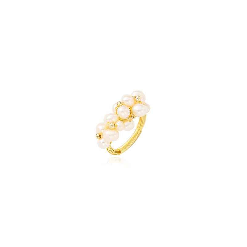 Baroque Freshwater Pearl Ring - Elegant Multi-Pearl Design