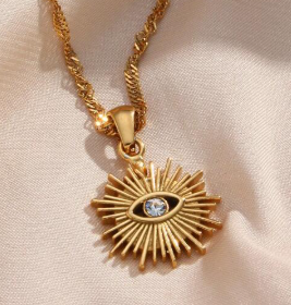 Nazar Pendant Necklace with Stainless Steel Chain - Gemini Lulu