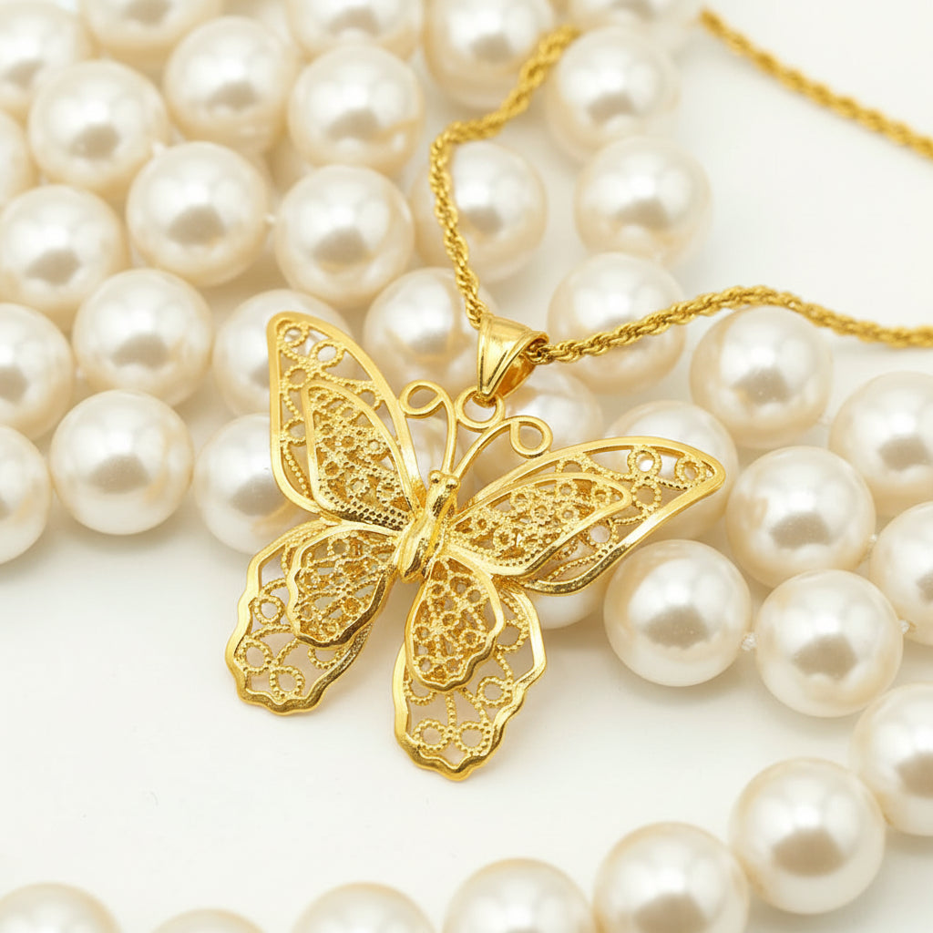 Butterfly Pendant Necklace | 24K Gold Plated | Gemini Lulu
