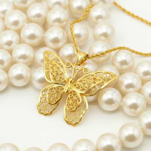 Butterfly Pendant Necklace | 24K Gold Plated | Gemini Lulu