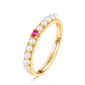 Red Corundum & Shell Pearl Ring | Gold-Plated 925 Silver | Gemini Lulu