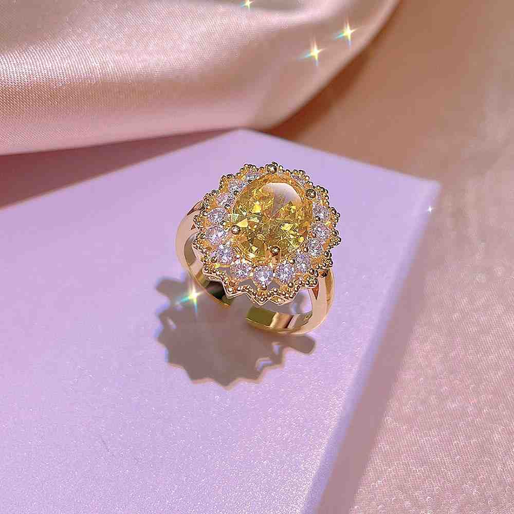 Yellow Crystal Matching Jewellery | Ring, Necklace & Stud Earrings