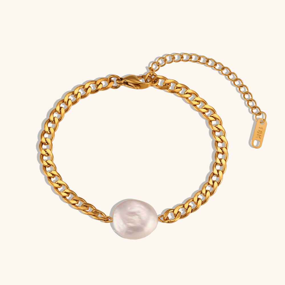 Gemini Lulu Freshwater Pearl Figaro Chain Bracelet