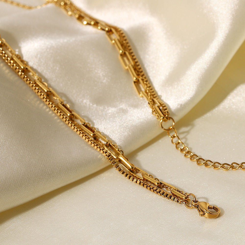 Vintage 18K Gold-Plated Stainless Steel Layered Necklace Gemini Lulu - Gemini Lulu
