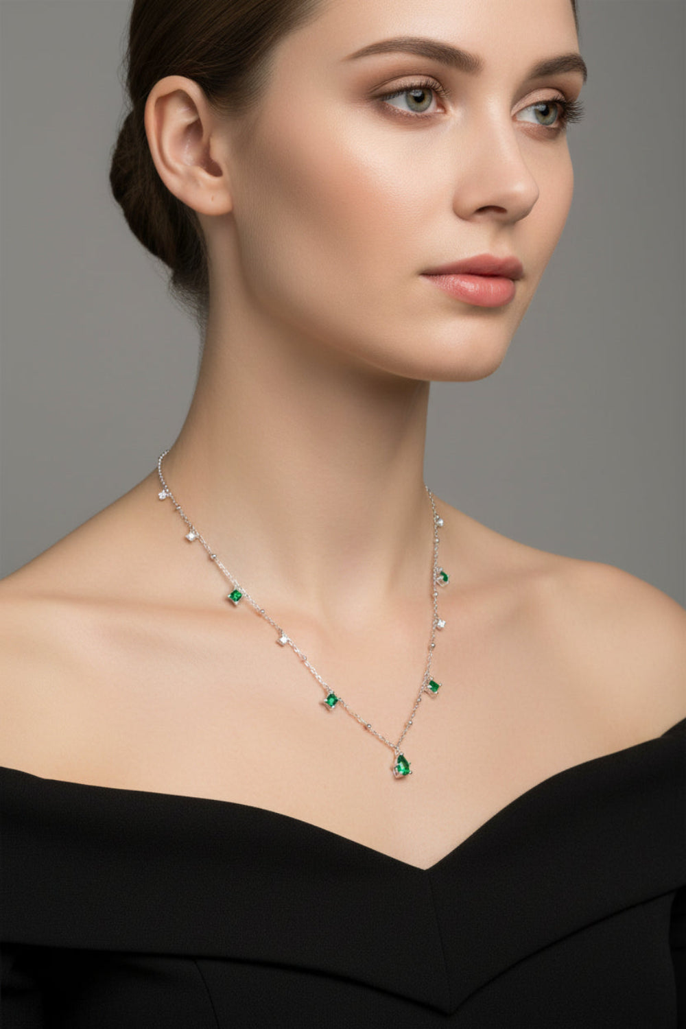 Emerald & Gold Plated Necklace | Adjustable 16-18" | Gemini Lulu