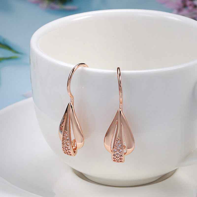 Gemini Lulu Korean Rose Gold Diamond Drop Earrings