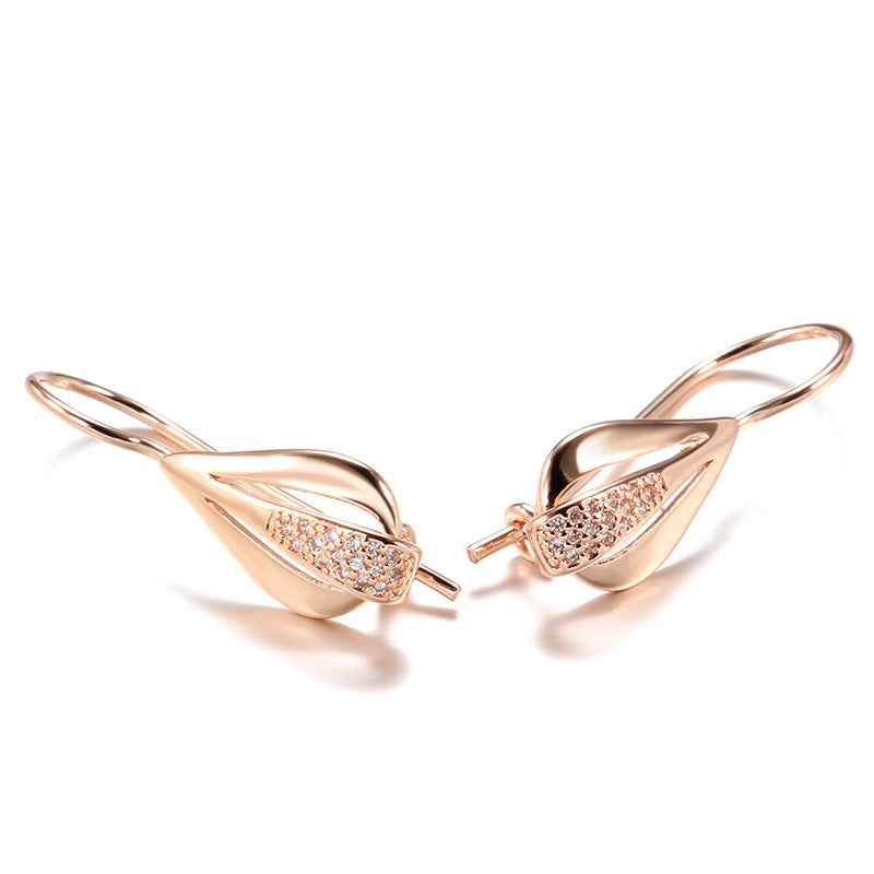 Gemini Lulu Korean Rose Gold Diamond Drop Earrings