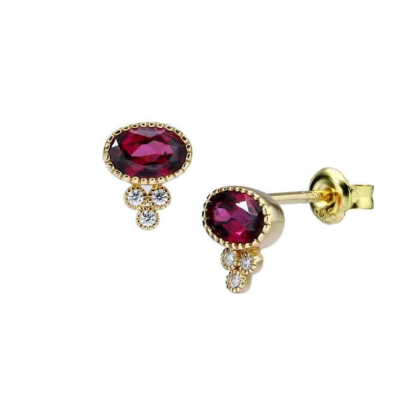 Vintage 925 Sterling Silver Garnet Blue Topaz Earrings