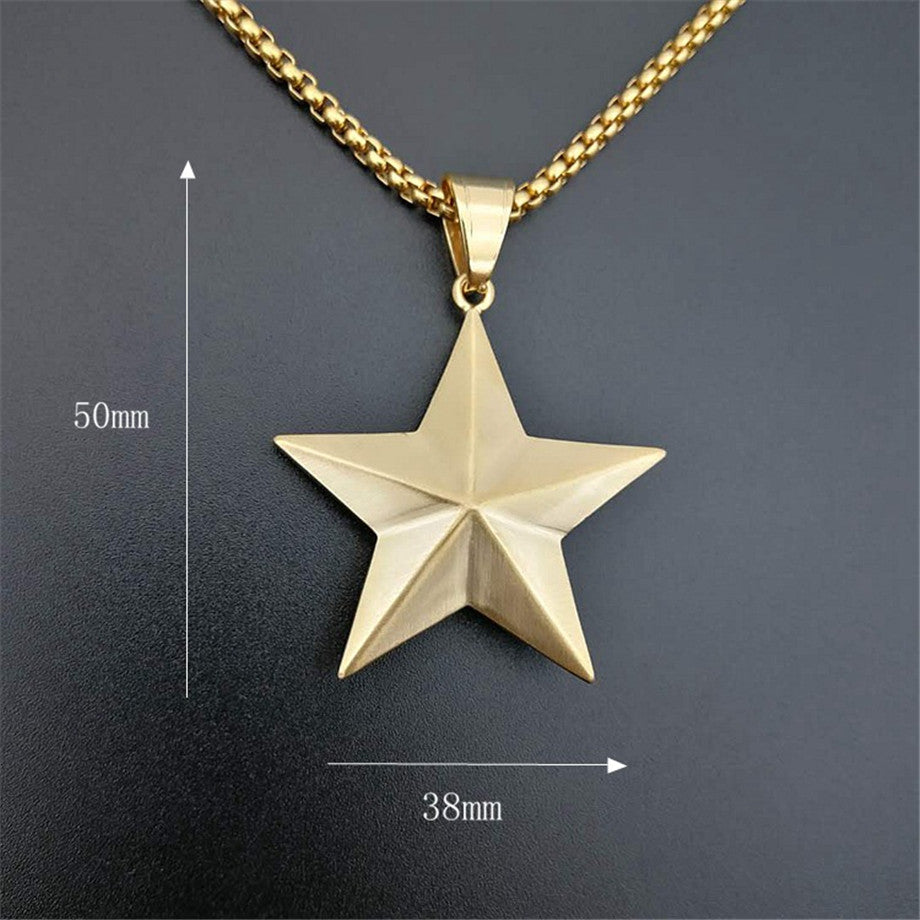 Hip Hop Jewelry with Gold-Plated Diamond Star Pendant