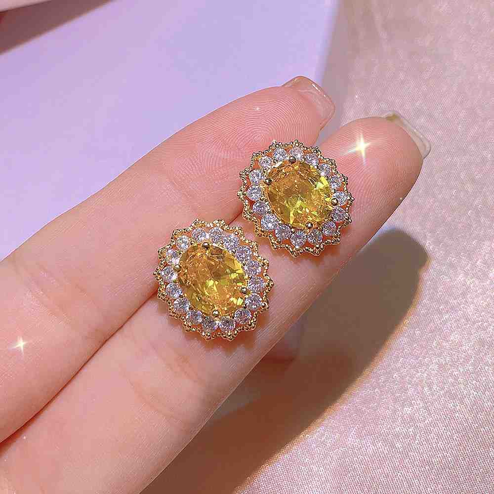 Yellow Crystal Matching Jewellery | Ring, Necklace & Stud Earrings