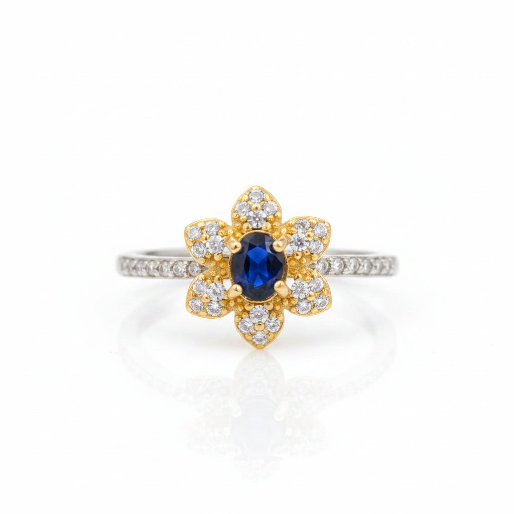 Gemini Lulu S925 Sterling Silver Natural Sapphire Inlaid Ring