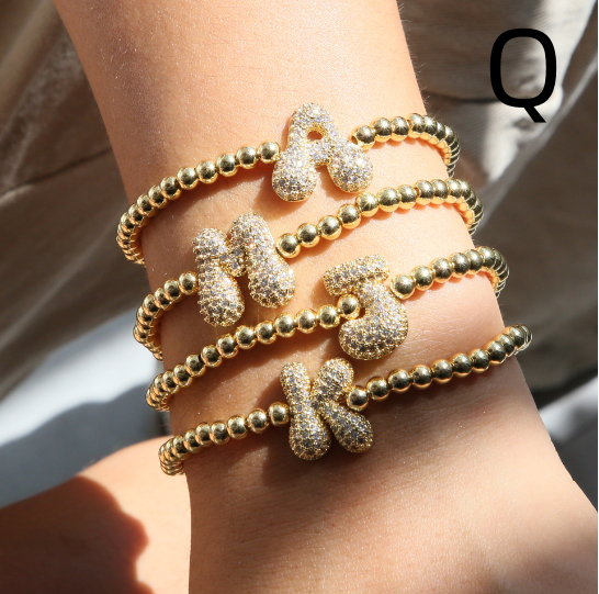 Personalised Gold Letter Bracelet | 18K Gold Plated | Gemini Lulu