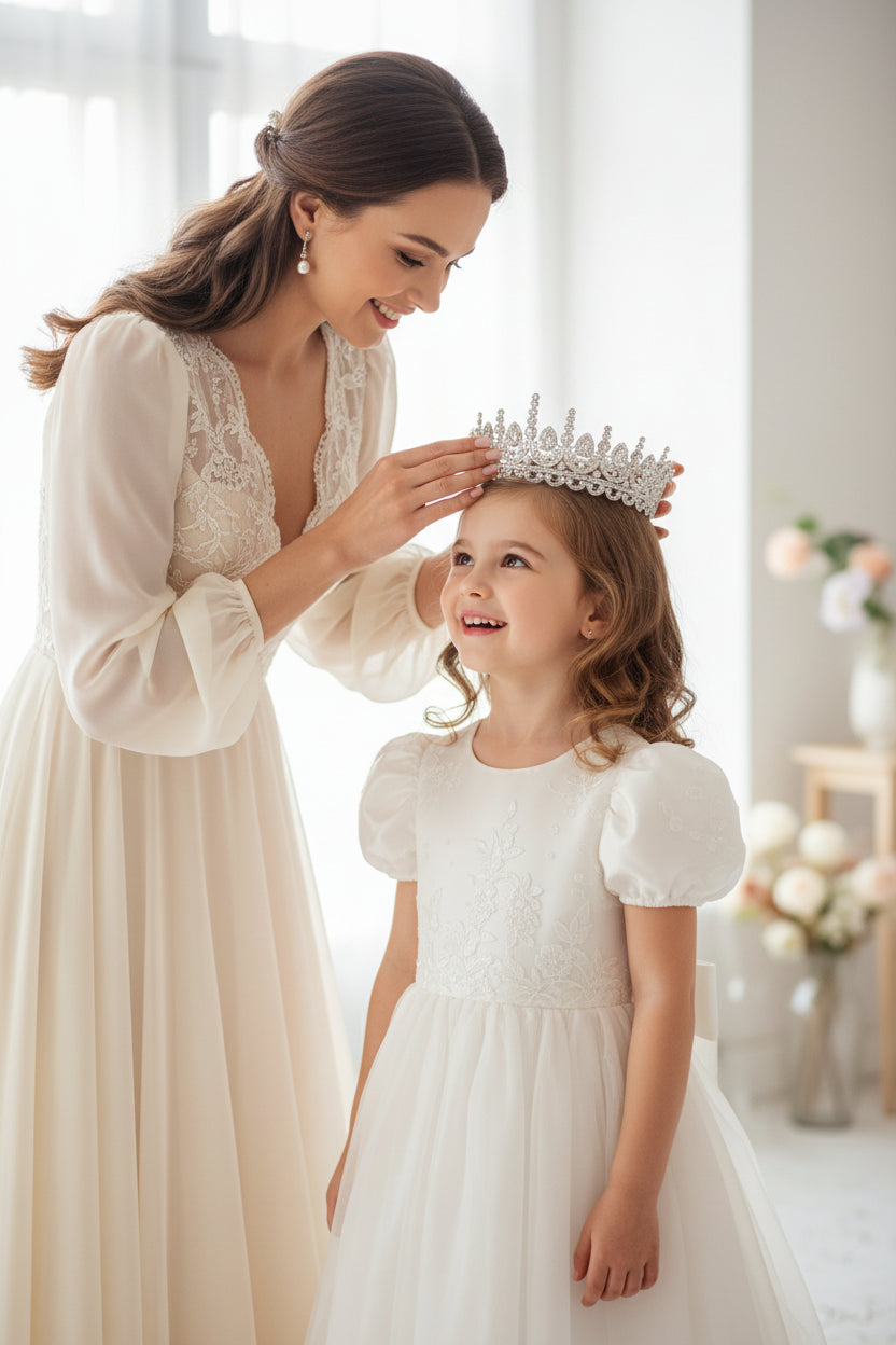 Large Zirconia Crown Tiara | Platinum Plated | Gemini Lulu