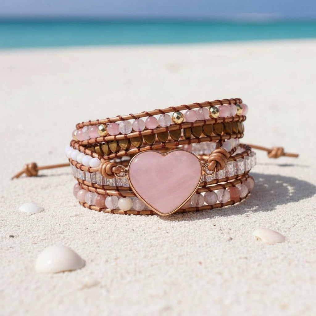 Gemini Lulu Multi-Layered Pink Crystal Love Charm Bracelet
